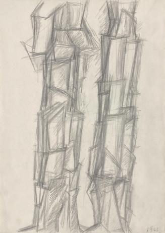 Fritz Wotruba, Zwei stehende Figuren, 1963, Bleistift auf Papier, Blattmaße: 41,9 × 29,8 cm, Be ...