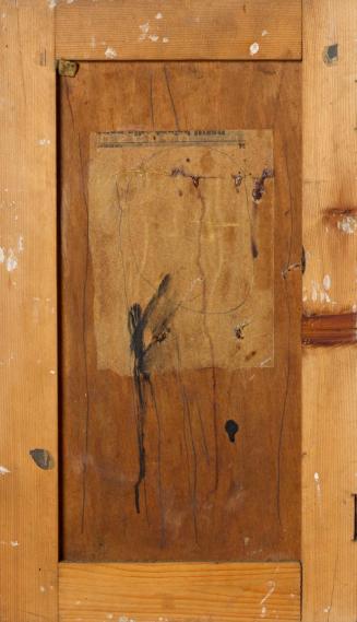 Gerhard Kaiser, Schrein 1, 1980, Holz, Lack, Papier, Tusche, Kaugummi, 52,5 × 30 × 2 cm, Belved ...