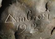 Gustinus Ambrosi, Anton Wildgans, Detail: Bezeichnung, 1912, Gips, getönt, H: 44 cm, Belvedere, ...