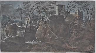 Charles de Thomas, Antike Flusslandschaft, 1795, Aquarell auf Papier, 41,2 × 75,2 cm, Belvedere ...