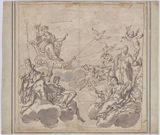 Mythologische Szene, 1680/1740, Feder in schwarz laviert auf Papier, 34,5 × 34,7 cm, Belvedere, ...