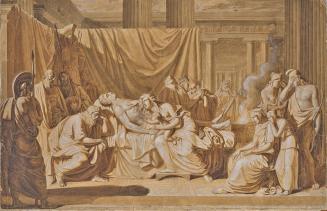 Joseph von Führich, Tod des Achilles, 1822, Pinsel, Feder, Weißhöhungen auf Papier, 54 × 83 cm, ...