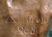 Gustinus Ambrosi, Joseph Marx, Detail: Bezeichnung, 1968, Bronze, H: 53 cm, Belvedere, Wien, In ...
