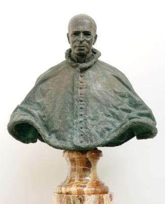 Gustinus Ambrosi, Papst Pius XII., 1957, Bronze auf Onyx/ Serpentin-Postament, H: 75,5 cm, Belv ...