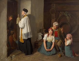 Ferdinand Georg Waldmüller, Die letzte Ölung, 1846, Öl auf Holzplatte, 46,5 × 60,5 cm, Belveder ...