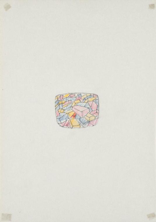 Roland Goeschl, Ohne Titel, Undatiert, Bleistift, Buntstift, Seidenpapier, Karton, 29,7 × 21 cm ...