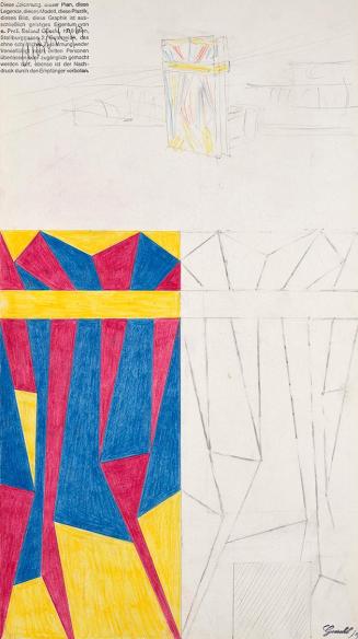 Roland Goeschl, Entwurf, 1979, Bleistift und Buntstift auf Papier, 50,1 × 28 cm, Belvedere, Wie ...