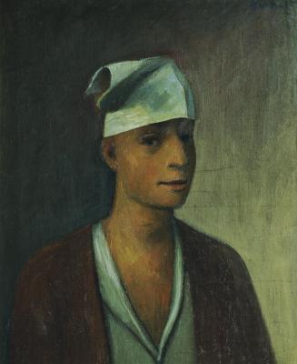 Georg Merkel, Selbstbildnis, 1923 (später überarbeitet), Öl auf Leinwand, 71,5 x 59 cm, Artothe ...
