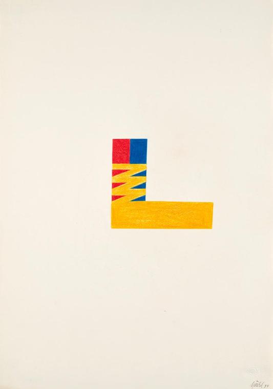 Roland Goeschl, Ohne Titel, 1974, Buntstift auf Papier, 44,2 × 31,2 cm, Belvedere, Wien, Inv.-N ...