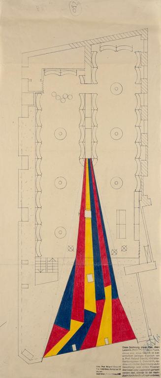 Roland Goeschl, Ohne Titel, 1980, Bleistift und Buntstift auf Papier, 70,4 × 30,1 cm, Belvedere ...