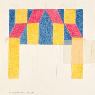 Roland Goeschl, Haupteingangszone Secession, 1993, Bleistift und Buntstift auf Papier, 44,2 × 4 ...