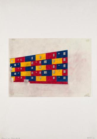 Roland Goeschl, Entwurf Mauer, 1976, Bleistift und Buntstift auf Seidenpapier, 21 × 29,9 cm, Be ...