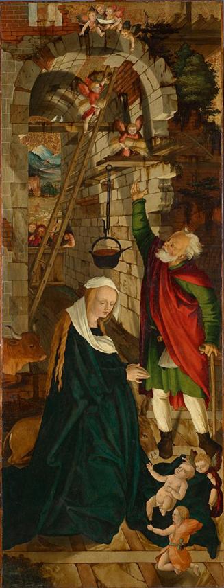 Meister der Oberfalkensteiner Altarflügel, Christi Geburt, um 1510/1515, Malerei auf Fichtenhol ...