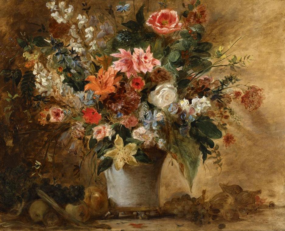 Eugène Delacroix, Blumenstillleben, um 1834, Öl auf Leinwand, 74 x 92,8 cm, Belvedere, Wien, In ...
