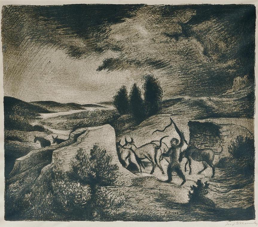 Josef Dobrowsky, Landschaft mit Hirten, Druck auf Papier, 44 x 50 cm, Belvedere, Wien, Inv.-Nr. ...