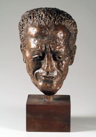 Hansi Böhm, Prof. Erwin Schrödinger, 1989 (Guss: 1991), Bronze, Holzsockel, 31 cm, Belvedere, W ...