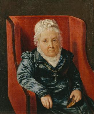 Ferdinand Georg Waldmüller, Rosina Wieser im Lehnstuhl, 1822, Öl auf Holz, 19,5 x 15,5 cm, Belv ...