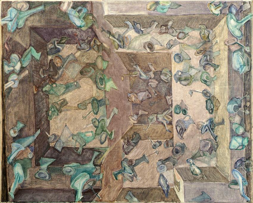Josef Gabler, Mengenstillleben, 1968, Öl auf Leinwand, 62 x 77 cm, Belvedere, Wien, Inv.-Nr. 63 ...