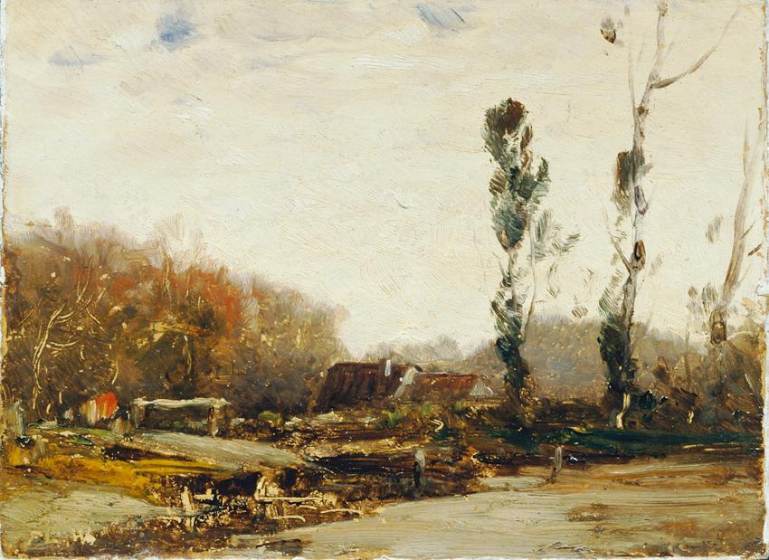 Ludwig Willroider, Landschaft bei Bernried, Öl auf Karton, 13,5 x 18,5 cm, Belvedere, Wien, Inv ...