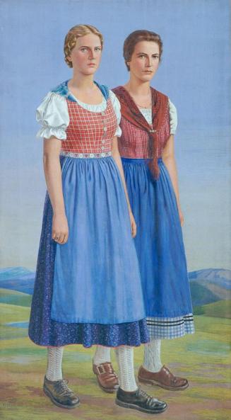 Friedrich Frotzel, Die Lebensalter (linke Seitentafel des Triptychons), 1937, Öl auf Leinwand,  ...