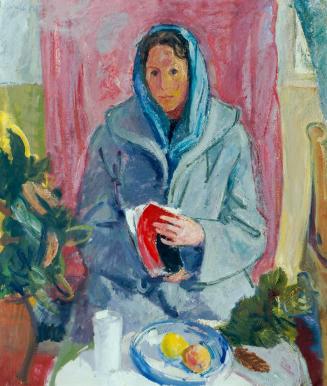 Ernst Graef, Frau am Tisch, 1952, Öl auf Leinwand, 100,5 x 89 cm, Belvedere, Wien, Inv.-Nr. 760 ...