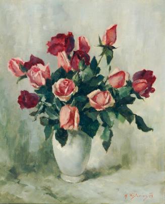 Max Pistorius, Rosen in Vase, 1958, Öl auf Leinwand, 55 x 45 cm, Belvedere, Wien, Inv.-Nr. 8526