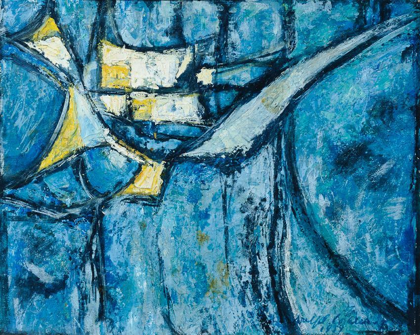 Adolf Christian Winternitz, Komposition, 1959, Öl auf Leinwand, 60,5 x 76 cm, Artothek des Bund ...
