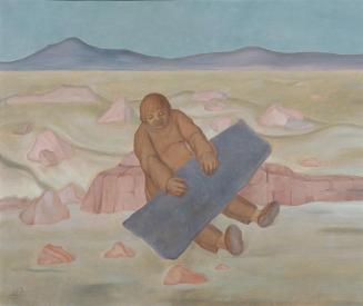 Albert Reuss, Workman in a Landscape, 1972, Öl auf Leinwand, 63,5 × 76 cm, Artothek des Bundes, ...