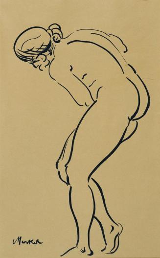 Georg Merkel, Stehender Akt, undatiert, Tusche auf Papier, 44,5 x 28 cm, Belvedere, Wien, Inv.- ...