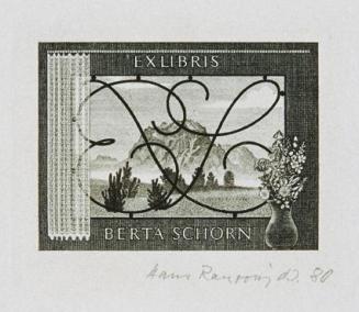Hans Ranzoni, Exlibris Bertha Schorn, 1980, Kupferstich, 5,7 × 6,8 cm, Belvedere, Wien, Inv.-Nr ...