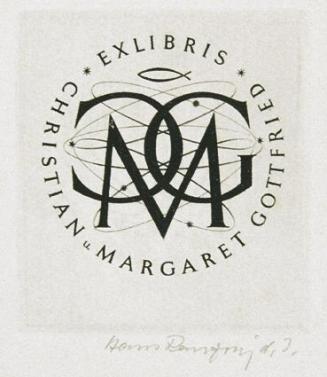 Hans Ranzoni, Exlibris Christian und Margaret Gottfried, 1976, Kupferstich, 6 × 5,5 cm, Belvede ...