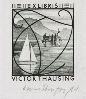 Hans Ranzoni, Exlibris Victor Thausing, 1982, Kupferstich, 5,9 × 5 cm, Belvedere, Wien, Inv.-Nr ...