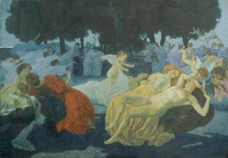 Hans Tichy, Am Brunnen der Liebe, 1908, Öl auf Leinwand, 227 x 327 cm, Belvedere, Wien, Inv.-Nr ...