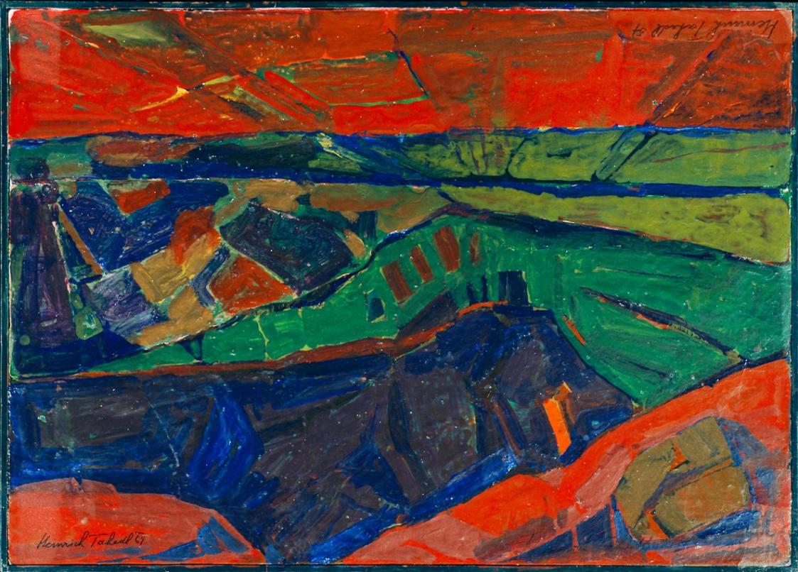 Heinrich Tahedl, Doppelte Landschaft, 1957/1969, Acryl auf Hartfaserplatte, 75 x 105 cm, Belved ...