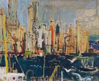 Hans Robert Pippal, Ansicht von Manhattan, 1952, Öl auf Leinwand, 53 x 64 cm, Artothek des Bund ...