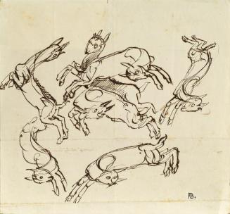 Franz Barwig d. Ä., Springende Zicklein, um 1921, Tusche auf Papier, 21 x 21 cm, Belvedere, Wie ...