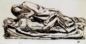 Franz Barwig d. Ä., Beweinung Christi, 1930, Tusche, Pinsel auf Papier, 114,5 x 27,5 cm, Belved ...