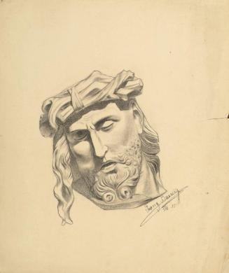 Franz Barwig, d. Ä., Christuskopf (Akademiearbeit), 1888, Bleistift auf Papier, 41,5 x 35,5 cm, ...