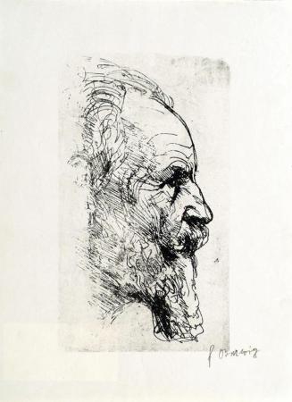 Unbekannter Künstler, Der Bildhauer Anton Hanak, Radierung auf Papier, 23 x 13,5 cm, Belvedere, ...