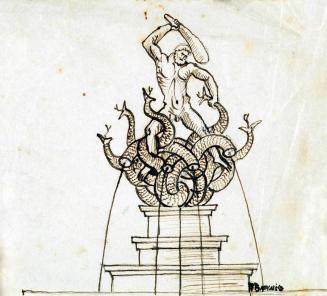 Franz Barwig d. Ä., Herkules mit Hydra, um 1914, Tusche auf Papier, 13 x 14 cm, Belvedere, Wien ...