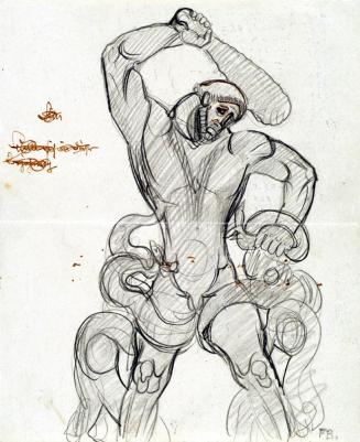 Franz Barwig d. Ä., Herkules mit Hydra, 1913/1914, Bleistift auf Papier, 20 x 16,7 cm, Belveder ...