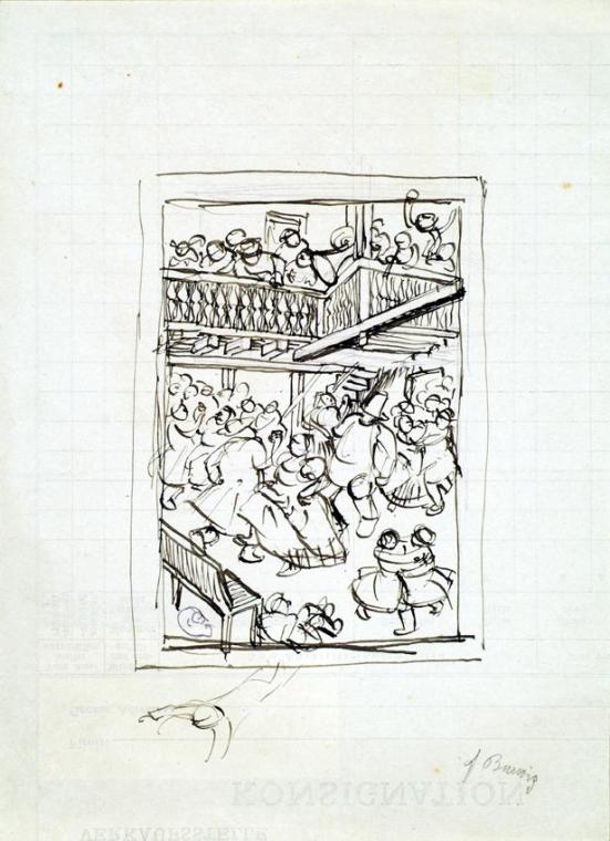 Franz Barwig d. Ä., Bauernhochzeit, um 1929, Tusche auf Papier, 25 x 18 cm, Belvedere, Wien, In ...