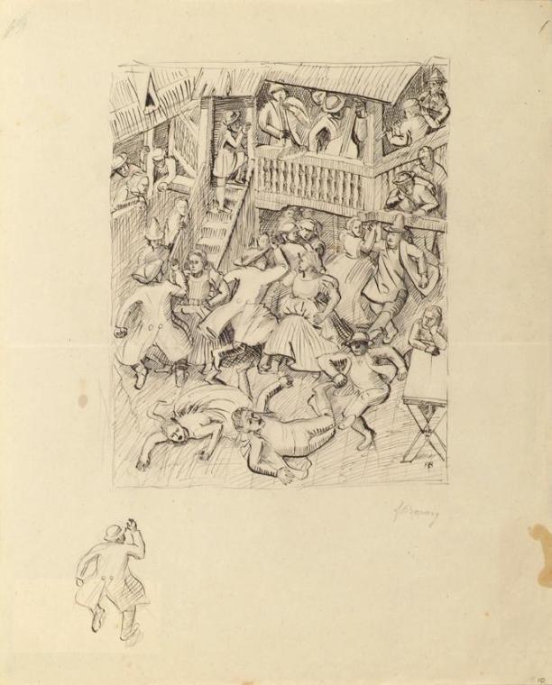 Franz Barwig d. Ä., Tanzende Bauern, 1919, Tusche auf Papier, 42 x 33,5 cm, Belvedere, Wien, In ...