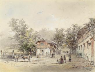 Ludwig Czerny, Die Meierei in der Vorderbrühl bei Wien, 1870, Bleistift, koloriert, auf Papier, ...