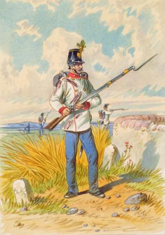 Franz Gerasch, Soldat, undatiert, Aquarell auf Papier, 15,7 × 11,1 cm, Belvedere, Wien, Inv.-Nr ...