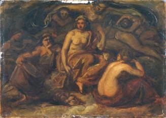 Carl Rahl, Die drei Parzen, undatiert, Öl auf Leinwand, 38 x 54 cm, Belvedere, Wien, Inv.-Nr. 1 ...