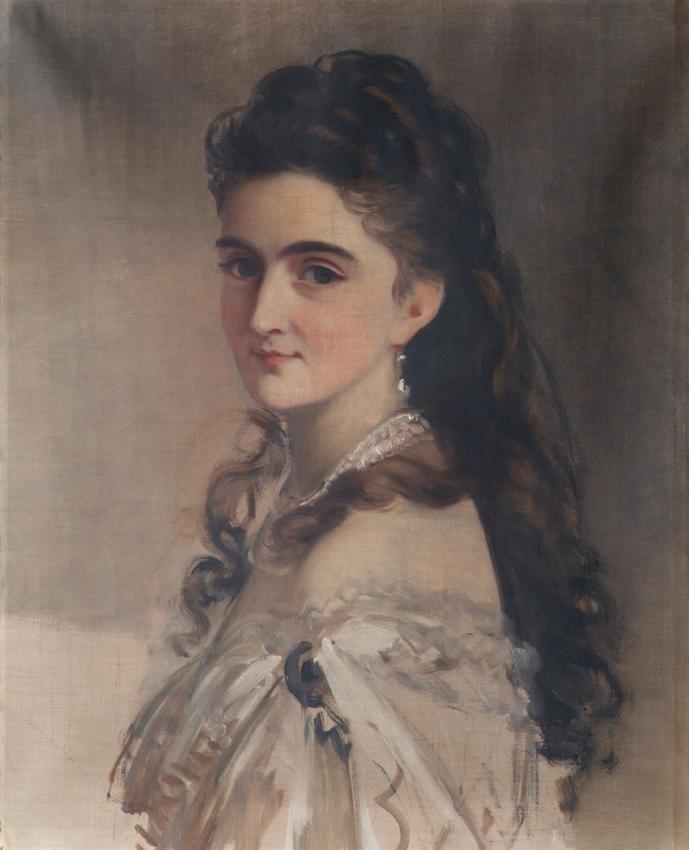 Franz Schrotzberg, Sidonie Schrotzberg, geb. Stohl, die zweite Gattin des Künstlers, um 1874, Ö ...