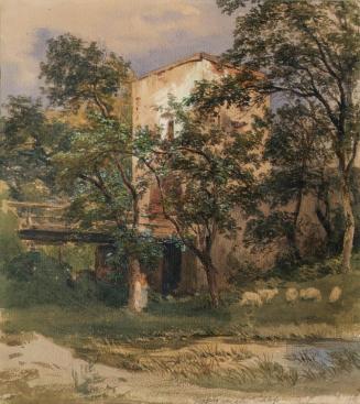 Joseph Martin Höger, Eingang zum Schloss Seebenstein, 1872, Aquarell auf Papier, 30 x 27 cm, Be ...