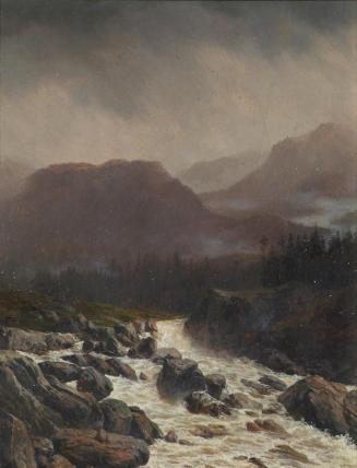 Carl Höflmayr, Regenlandschaft, Öl auf Holz, 26,5 x 21 cm, Belvedere, Wien, Inv.-Nr. 3118