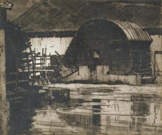 Frank Brangwyn, Die Mühle, vor 1909, Radierung, 39,5 x 45,4 cm, Belvedere, Wien, Inv.-Nr. 953q